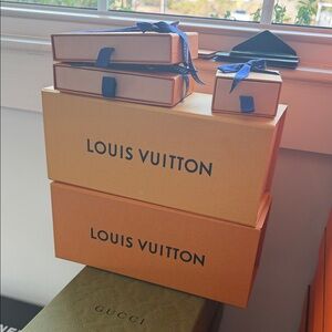 Louis Vuitton Orange Boxes with Blue Accents